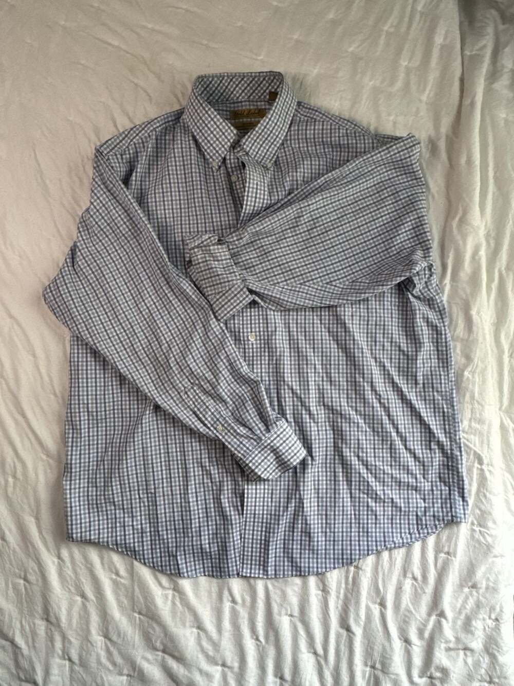 Roundtree & Yorke Gold Label Long Sleeve Shirt Size XL Blue Plaid